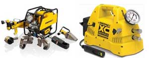 Enerpac’s comprehensive professional bolting range includes the XC cordless bolting pump (right)